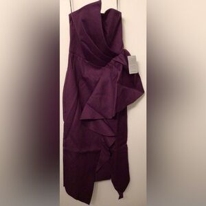 NWT Elliatt Purple Reception Strapless Ruffle Midi Party Dress Size XS